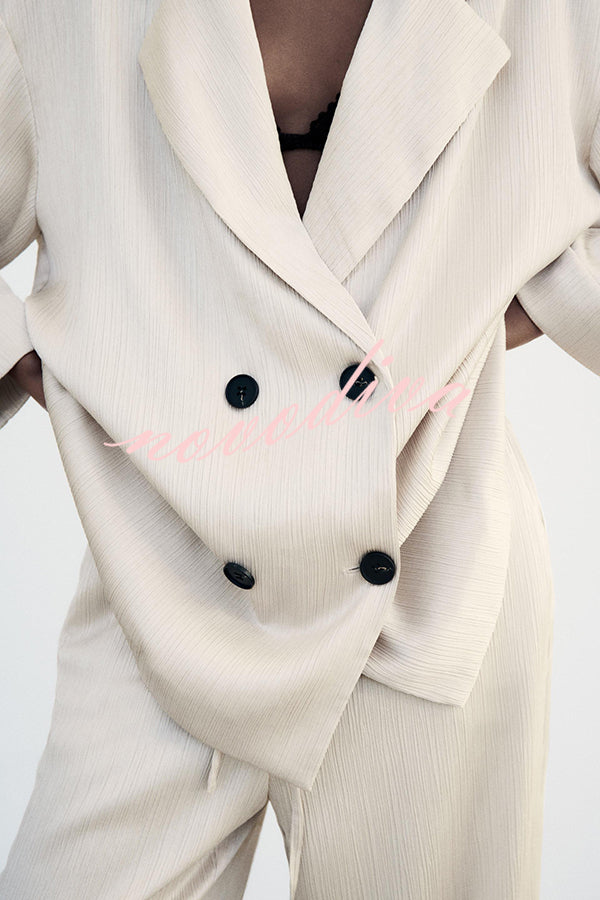 Fashionable Wrinkled Lapel Long-sleeved Loose Blazer