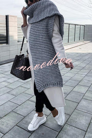 Winter handmade thick wool knitted scarf