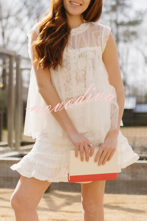 Light and Cute Tulle Lace Inner Wear High Neck Cape Top