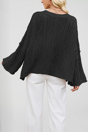 Solid Color Cable Knit Loose Long-sleeved Casual Sweater