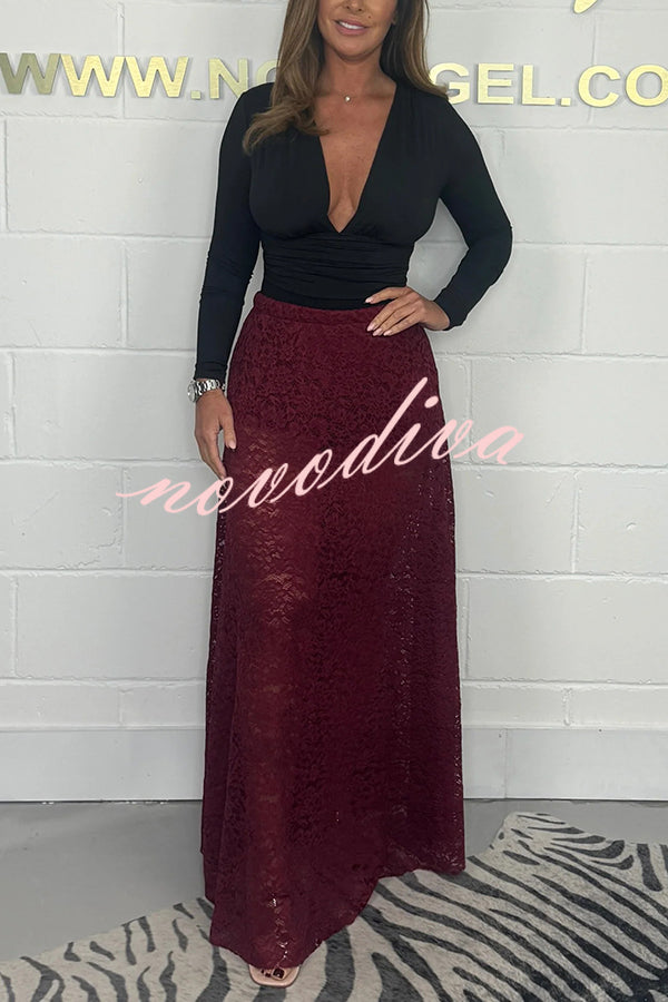 Elegant and Sexy Hollow Lace Maxi Skirt