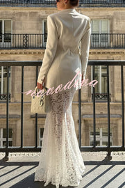 Poetic Muse Stand V-neck Rhinestone Button Up Long Sleeve Blazer