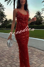 Fashionable Sequined Sexy Open Back Slim Maxi Dress