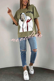 Halloween Anime Print Loose Casual Round Neck Short-sleeved T-shirt