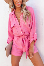 Hotel California Cotton Button Down Utility Romper