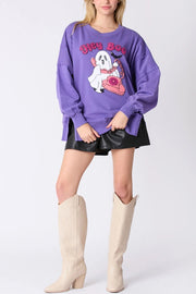 Halloween Cartoon Ghost Sequin Loose Casual Sweatshirt