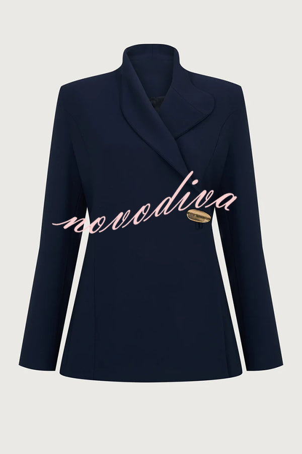Exquisite and Fashionable Stand Lapel Neck Metal Button Long Sleeve Blazer