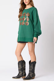 Halloween Pumpkin Sequin Loose Casual Sweatshirt