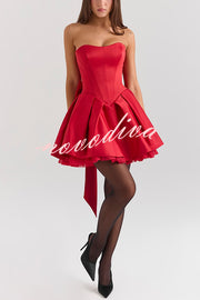 Stylish Sleeveless Off-shoulder Elegant Large Bow Mini Dress