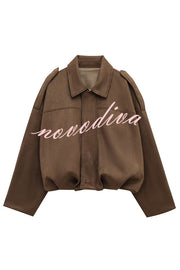Fashion Lapel Long-sleeved Casual Bomber Jacket