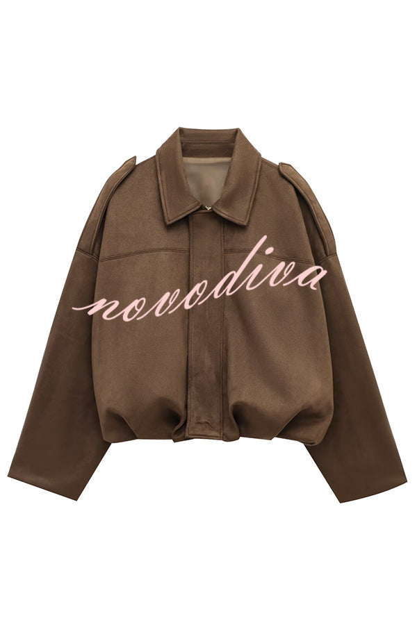 Fashion Lapel Long-sleeved Casual Bomber Jacket