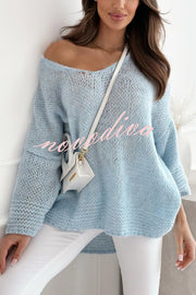 Solid Color Loose V-neck Casual Knitted Sweater
