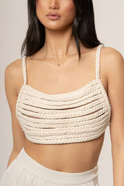 Sofie Drape Woven Design Braids Back Tie-up Tank