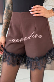 Amazing Items Lace Trim High Rise Elastic Waist Loose Mini Shorts