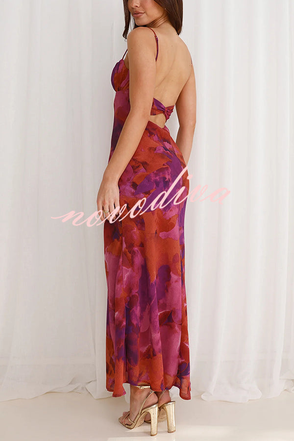 Fashion Tie-dye Backless Suspender Holiday Maxi Dress