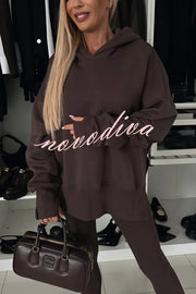 Fashion Loose Casual Hooded Long Sleeve Sweatshirt and Elastic Waist Leggings Set