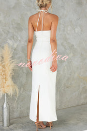 Sexy Backless Halter Neck Slim Waist Maxi Dress