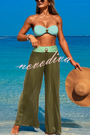 Solid Color Loose Metal Buckle Beach Pants