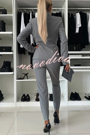 Feeling of Confidence Metal Button Long Sleeve Lapel Blazer