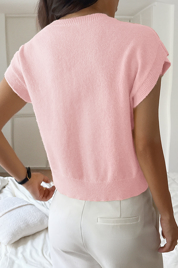 Solid Color Casual V-neck Knitted Sweater