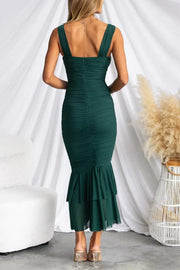 Solid Color High Waist Pleated Mermaid Dress