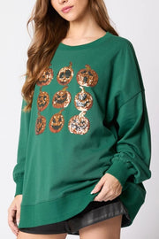 Halloween Pumpkin Sequin Loose Casual Sweatshirt