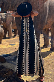 Take A Trip Ethnic Print Backless A-line Maxi Dress