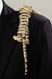 Fashionable Zinc Alloy Rhinestone Vintage Tiger Brooch