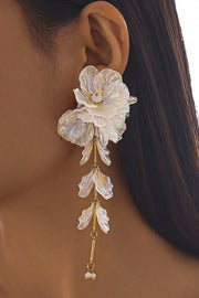 Fashionable Tassel Floral Mermaid Pearlescent Earrings