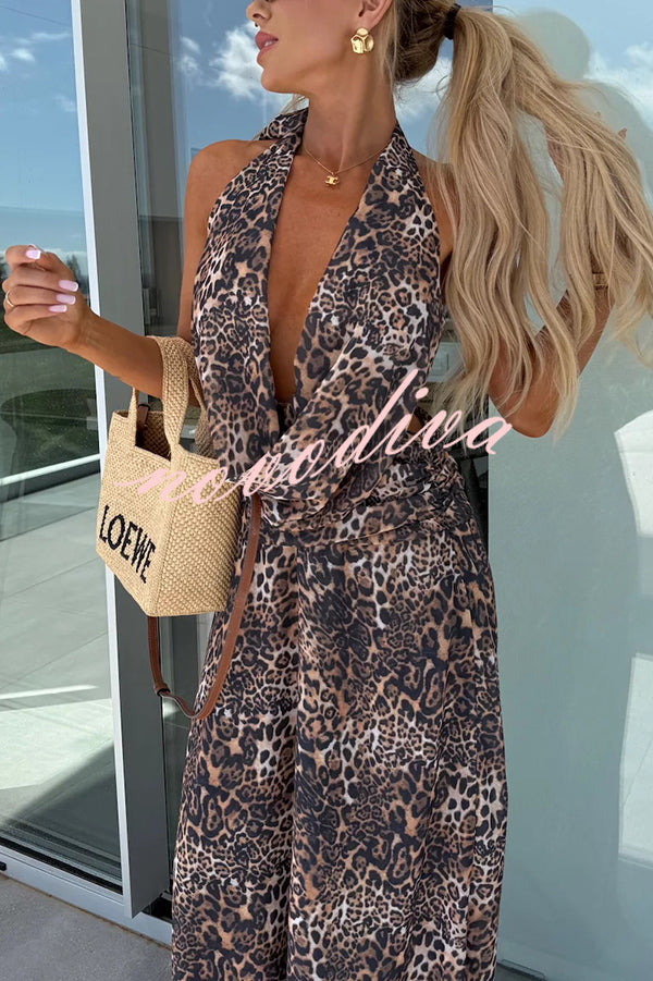 Sexy Sleeveless Backless Halter Neck Lace Up Maxi Dress