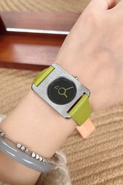 Square Steel Case Dopamine Color Matching Leather Strap Watch