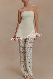 Anette Bandage Knit Strapless Stretch A-line Midi Top