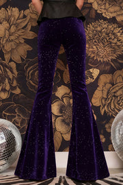 Stylish Velvet High-waisted Draped Casual Flared Pants