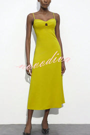 Sexy Hollow Strap Backless Slim Midi Dress