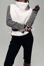 Warm and Stylish Shaggy Eco-fur Stand Collar Side Slit Vest