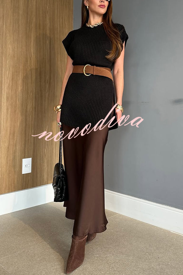 Solid Color Loose Sleeveless Casual Knitted Vest
