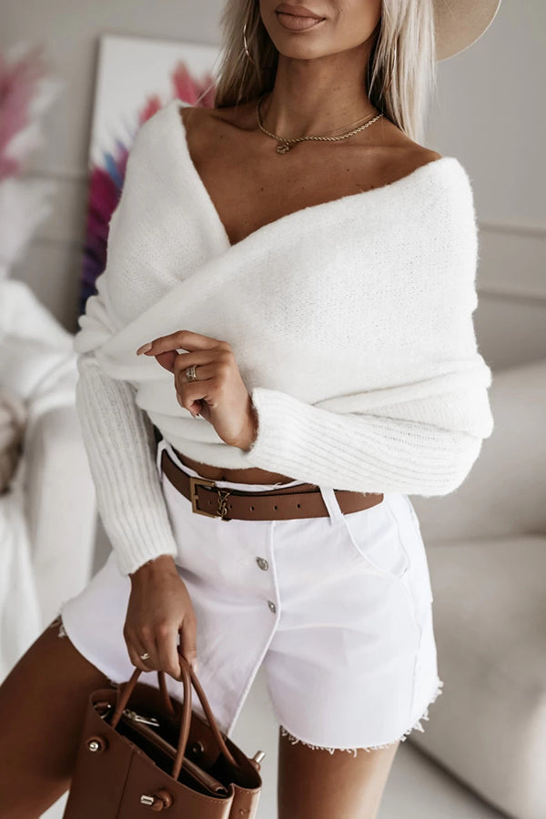 Warm in Two Ways Knit Off Shoulder Relaxed Poncho Sweater