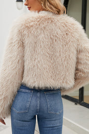 Stylish Long Sleeve Short Casual Faux Fur Jacket