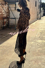 Coco Lady Leopard Print Long Sleeve Lapel Blazer