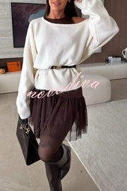 Upper East Chic Knit Wide Neck Long Sleeve Relaxed Sweater