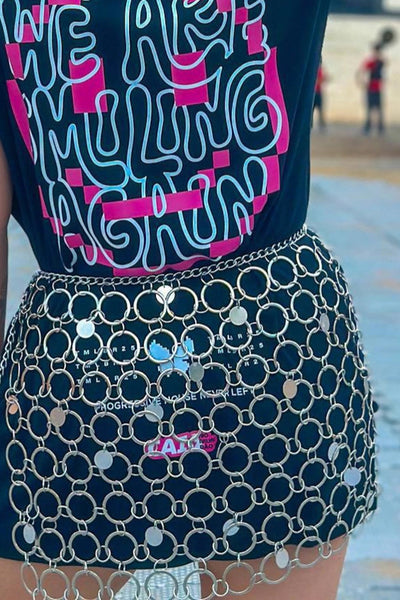 Sexy and Stylish Circular Rhinestone Patchwork Mini Skirt