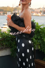 Eye-catching Organza Multi-layer Petal Ruffles Details Strapless Tank