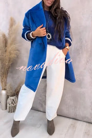 A Pleasant Winter Button Up Long Sleeve Pocket Lapel Loose Midi Jacket