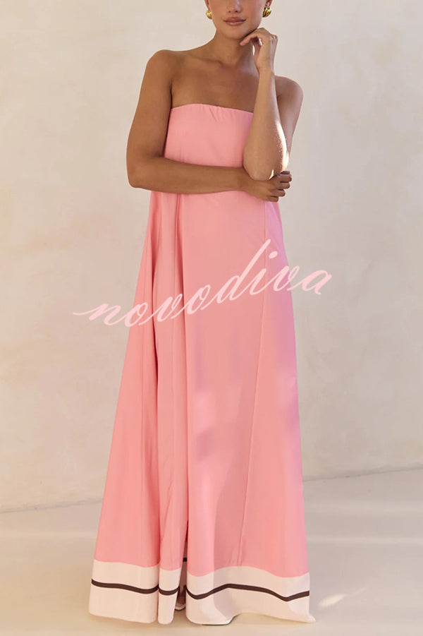Unique Print Sexy Tube Top Back Zipper Loose Maxi Dress