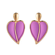 Casual Resort-style Lacquered Color-blocked Heart-shaped Earrings