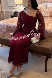 Fashionable Hollow Lace Elegant Slim Hot Diamond Maxi Dress