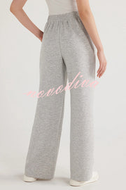 Weather Gets Cold Solid Color V-neck Top and Elastic Waist Pocketed Lounge Pants Set