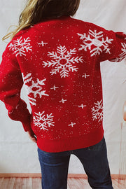 Christmas Pattern Knitted Crew Neck Long Sleeved Sweater