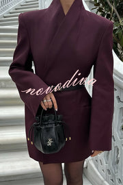 Solid Color Lapel Long Sleeve Casual Pocket Long Blazer