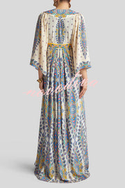 Unique Printed V-Neck Loose Elegant Maxi Dress